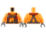 Torso Coast Guard, Jacket with Harness, Belt, Carabiner and Coast Guard Logo Badge Pattern / Orange Arms / Dark Bluish Gray Hands
