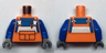 Torso Construction with Reflective Stripe and Buckles, Front Pouch and Red Pen, Blue Shirt Pattern / Blue Arms / Dark Bluish Gray Hands