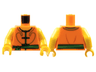 Torso Crepe De Chine Robe, Green Trim and Green Sash Pattern / Yellow Arms / Yellow Hands