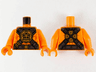 Torso Pearl Dark Gray and Gold Belt and Crossbelt and Chinese Logogram '金' (Gold) Pattern / Orange Arms / Orange Hands