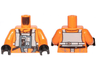 Torso SW Rebel Pilot with Angled Front Panel, Black and White Belts with Buckles on Back Pattern / Orange Arms / Black Hands