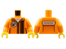 Torso Jacket over White Shirt, Super Bee Logo, Zipper, Black Stripes, 'DODGE' on Back Pattern / Orange Arms / Yellow Hands