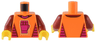 Torso T-Shirt with Magenta Fist, Collar, and Side Panels Pattern / Dark Red Arms / Yellow Hands