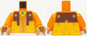 Torso Pixelated Dark Brown and Bright Light Orange Armor with Gold Trim and Dark Turquoise Neck Pattern / Orange Arms / Medium Nougat Hands
