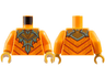 Torso Sand Green and Gold Armor with Spines over Robe with Red Stripes Pattern / Orange Arms / Pearl Gold Hands