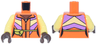 Torso Female Jacket with Zipper, Medium Lavender and Bright Light Yellow Panels, Lime Pouch, Umber Neck Pattern / Bright Light Yellow Arms / Umber Hands