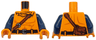 Torso with Muscles Outline, Black Belt, Reddish Brown Shoulder Bag, Silver Buckles Pattern / Dark Blue Arms / Orange Hands