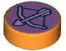 Tile, Round 1 x 1 with Lavender Bow and Arrow on Medium Lavender Background Pattern (Friends Archery Badge)
