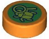 Tile, Round 1 x 1 with Olive Green Beetle and Magnifying Glass on Green Background Pattern