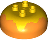 Duplo, Brick Round 4 x 4 Dome Top with 2 x 2 Studs with Marbled Yellow Pattern