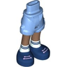 Mini Doll Hips and Shorts Folded Hem with Molded Medium Brown Legs and Printed Dark Blue Shoes with Lavender Laces and White Socks Pattern - Thin Hinge