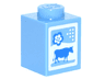 Brick 1 x 1 with Blue Cow and Flower on White Background Pattern (Milk Carton)