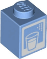 Brick 1 x 1 with White Glass Outline, Drink, and Border Pattern (Milk Carton)