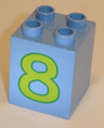 Duplo, Brick 2 x 2 x 2 with Number 8 Lime Pattern