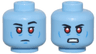 Minifigure, Head Dual Sided Thin Black Eyebrows, Upper Eyelids, Red Eyes, Blue Cheek Lines and Chin Dimple, Neutral / Angry Bared Teeth Pattern