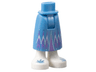Mini Doll Hips and Skirt Long with Molded White Legs / Boots and Printed Medium Lavender Mountains and Metallic Light Blue Snowflakes Pattern - Thick Hinge