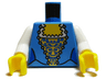 Torso Pirate Female Corset with Gold and Blue Pattern / White Arms / Yellow Hands