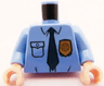 Torso Police Shirt with Gold Badge, Dark Blue Tie and Wrinkles Pattern / Medium Blue Arms / Light Nougat Hands