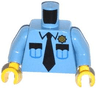 Torso Police Shirt with Gold Badge, 2 Pockets and Black Tie Pattern / Medium Blue Arms / Yellow Hands