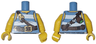 Torso Pirate Tank Top with White Horizontal Stripes, Dark Brown Belts with Gold Buckle and Skull and Crossbones Clasp, Yellow Neck and Shoulders Pattern / Yellow Arms / Yellow Hands