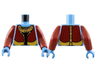 Torso Na'vi with Dark Red Jacket, Red and Yellow Spots, and Medium Nougat Bone Collar Pattern / Dark Red Arms Long / Medium Blue Hands