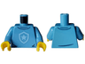 Torso Police Shirt with Bright Light Blue Star Badge Logo, Dark Blue Collar and Wrinkles Pattern / Medium Blue Arms / Yellow Hands