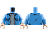 Torso Denim Jacket Open with Pockets over Light Bluish Gray Shirt Pattern / Medium Blue Arms / Light Nougat Hands