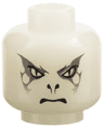 Minifigure, Head Alien with HP Voldemort Silver Pattern