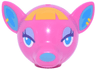 Minifigure, Head, Modified Deer with Ears with Dark Azure Eyes, Lavender Eyelids, Medium Azure Nose and Auricles, Yellow Hair and Earrings Pattern