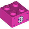Brick 2 x 2 with White Number 3 and Dark Purple Dots Pattern on Both Sides