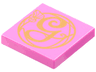 Tile 2 x 2 with Gold Script Capital Letter G (Glinda) and Flower Pattern