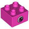 Duplo, Brick 2 x 2 with Eye, Small with White Spot and Curve Pattern on Opposite Sides