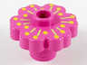 Plant Flower 2 x 2 Rounded - Open Stud with Medium Green Radiating Lines and Medium Orange Dots Pattern