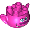 Minifigure, Head, Modified Trolls with Dark Azure Eyes, Magenta Nose, and Smile with Top Teeth Pattern