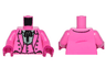 Torso Batman Suit Jacket with Vest, Sand Green Shirt with Collar and Black Tie Pattern / Dark Pink Arms / Magenta Hands