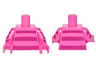 Torso Horizontal Magenta Stripes on Front and Back Pattern / Dark Pink Arms with 4  Magenta Stripes Pattern / Dark Pink Hands