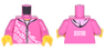 Torso Hoodie with White Rectangles and Fish Pattern / Dark Pink Arms / Yellow Hands