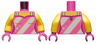 Torso Female Tank Top, Light Bluish Gray Straps and 3 Diagonal Stripes, Silver Stars Pattern / Yellow Arms / Dark Pink Hands