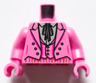 Torso Batman Suit Jacket with Vest, Light Bluish Gray Shirt with Collar and Black Tie Pattern / Dark Pink Arms / Dark Pink Hands
