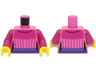 Torso Female Sweater with Magenta Collar and Stripes, Dark Purple Waistband Pattern / Magenta Arms / Yellow Hands
