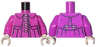Torso Jacket with 4 Silver Buttons, Pockets, Magenta Highlights Pattern / Dark Pink Arms / Light Nougat Hands