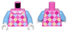 Torso Dress with White Collar and Magenta, Bright Pink, Bright Light Blue, and Bright Light Yellow Checkered Pattern / Medium Blue Arms / White Hands