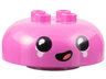 Duplo, Brick Round 4 x 4 Dome Top with 2 x 2 Studs with Black Eyes and Mouth, Coral Tongue, White Tears Pattern