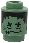 Brick, Round 1 x 1 with Black Hair, X Eyes and Wavy Mouth with Stitches Pattern (HP Shrunken Head)