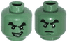 Minifigure, Head Dual Sided Black Bushy Eyebrows, Chin Dimple, Evil Smile, Crease under Eye / Determined Pattern