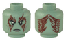 Minifigure, Head Alien Black Eyebrows, Dark Bluish Gray Cheek Lines, Dark Red Skin Texture / Tattoos on Front and Back Pattern