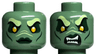 Minifigure, Head Dual Sided Alien Female Yellowish Green Eyebrows, Bright Light Orange Eyes, Dark Green Eye Shadow and Lips, Neutral / Angry Pattern