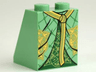 Slope 65 2 x 2 x 2 with Bottom Tube with Minifigure Dress / Skirt / Robe, Layered with Dark Green Panel and Gold Belt Pattern