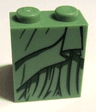 Slope 65 2 x 2 x 2 with Bottom Tube with Minifigure Dress / Skirt / Robe, Dark Green and Black Gathers Pattern