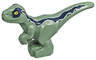 Dinosaur Baby Standing with Dark Blue Stripes and Yellow Eyes Pattern